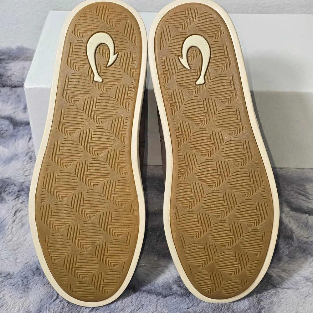 NWOT OluKai Pehuea Mid Brown Java Leather Slip On Casual‎ Boots Womens 7